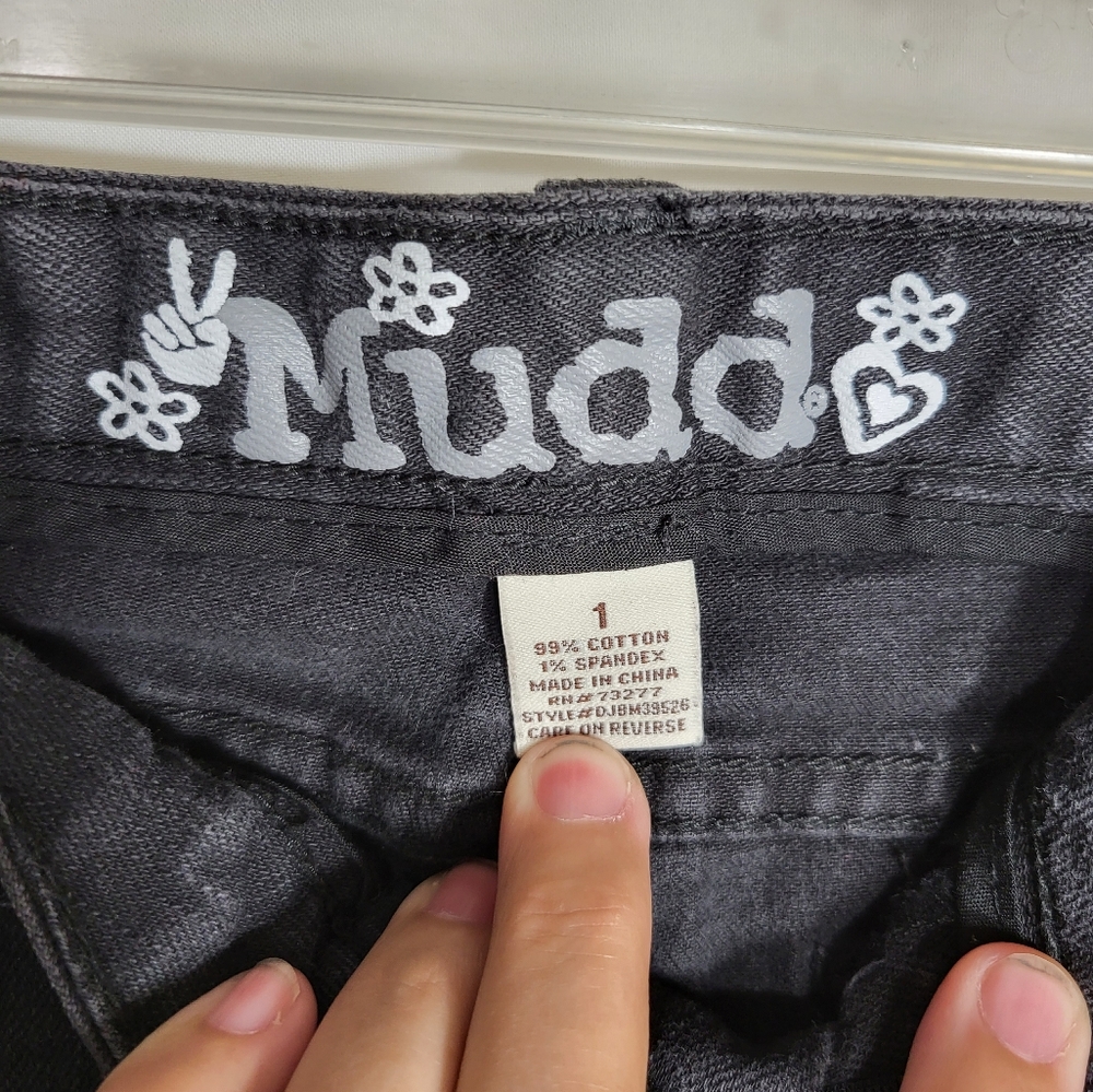 Mudd black jean skirt with flannel black red bottom juniors 1 #736 - Picture 3 of 5